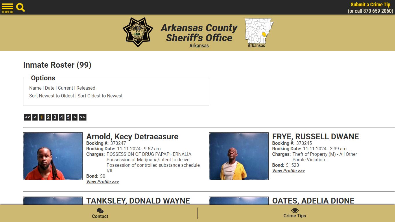 Inmate Roster - Current Inmates Booking Date Descending - Arkansas ...