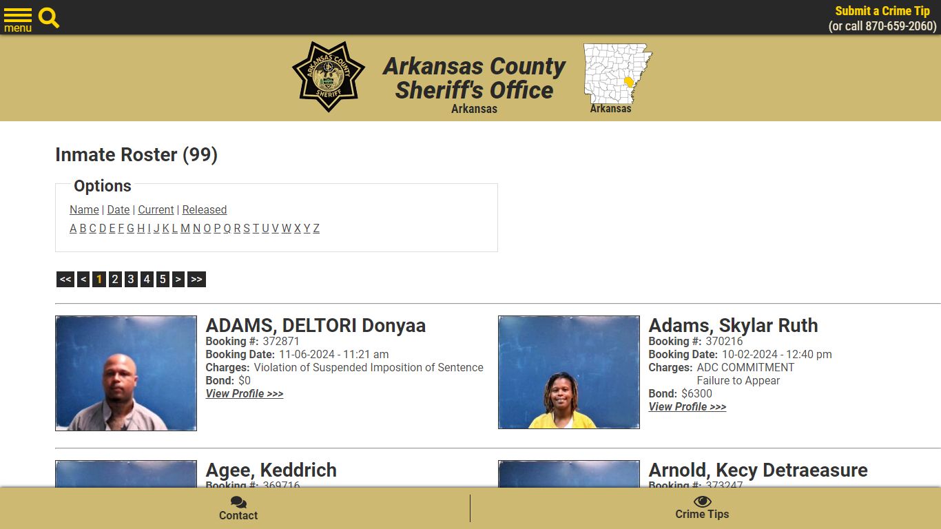 Inmate Roster - Current Inmates - Arkansas County Sheriff's Office ...