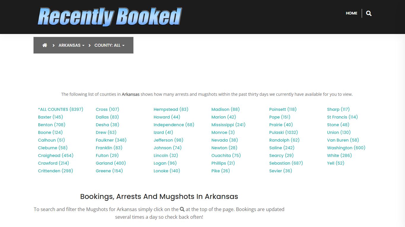 Bookings, Arrests and Mugshots in Arkansas - Recently Booked