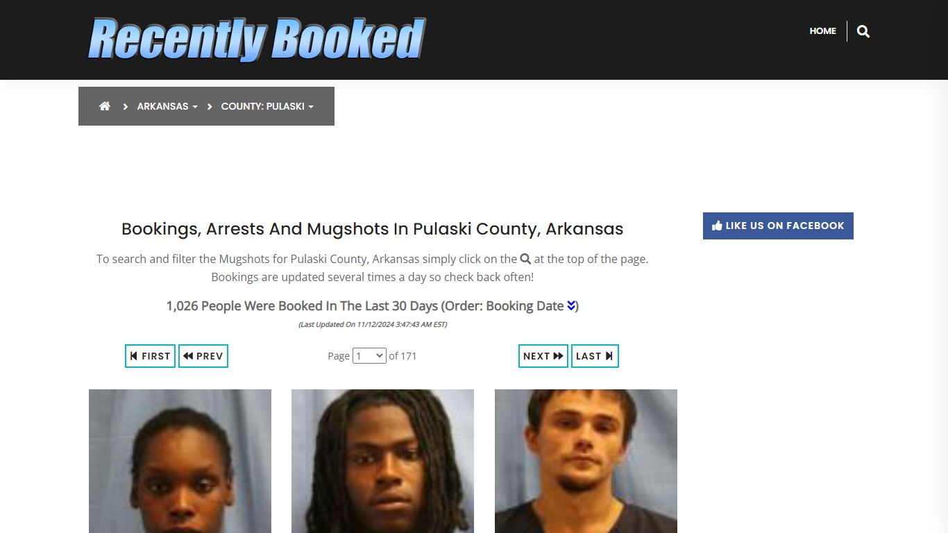 Bookings, Arrests and Mugshots in Pulaski County, Arkansas